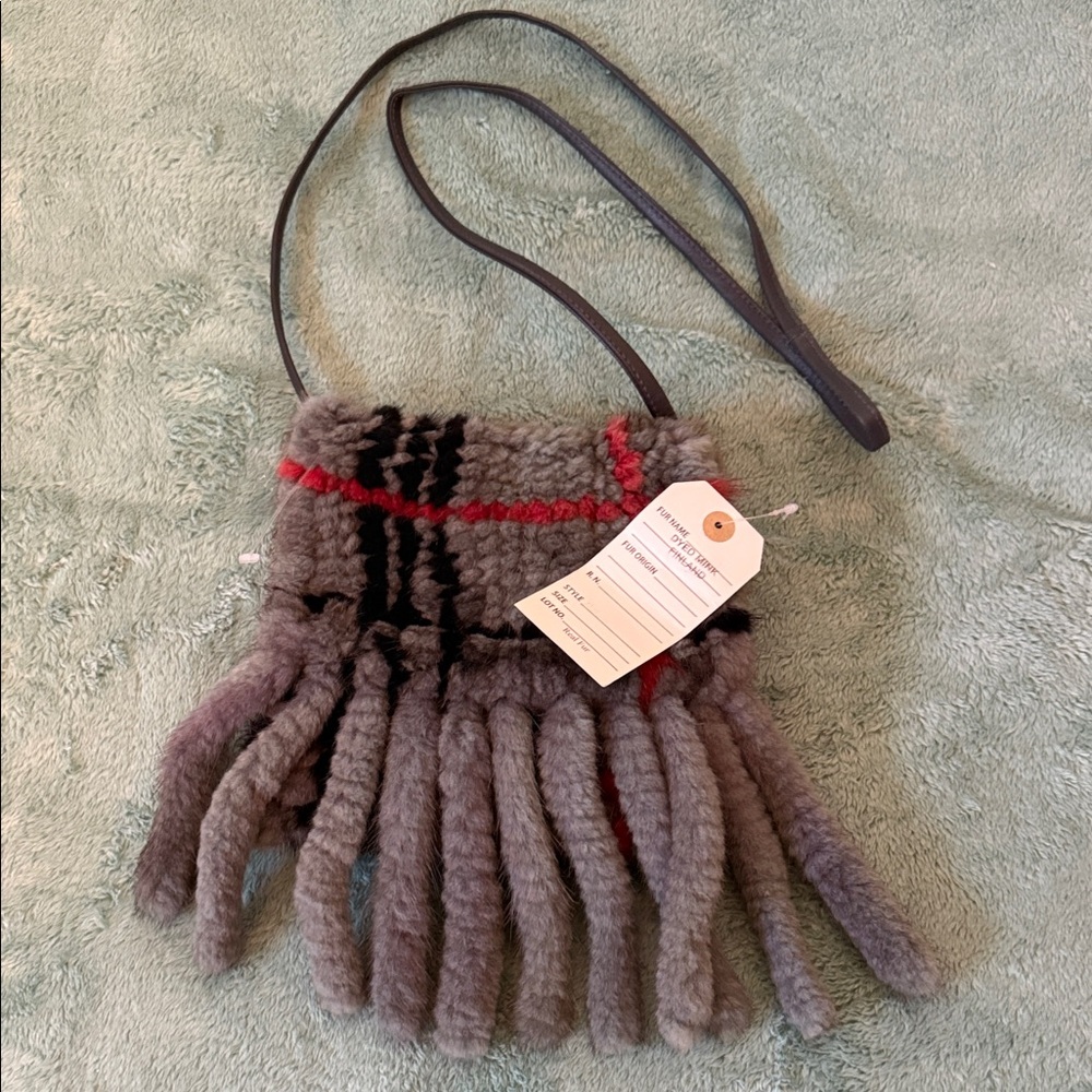 Stylish Gray and Red Crossbody Bag
